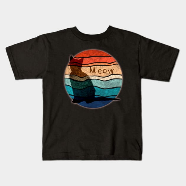 Vintage beach cat - meow light Kids T-Shirt by RedHeadAmazona